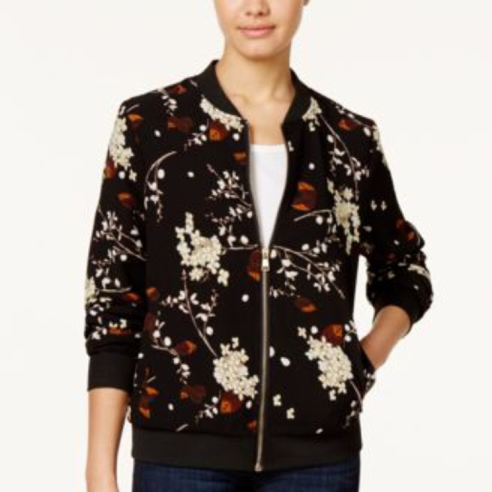 Light Weight bomber jacket with floral detail